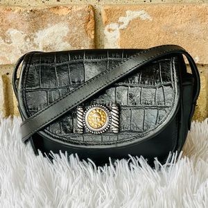 Vintage Brighton Black Leather Crossbody handbag